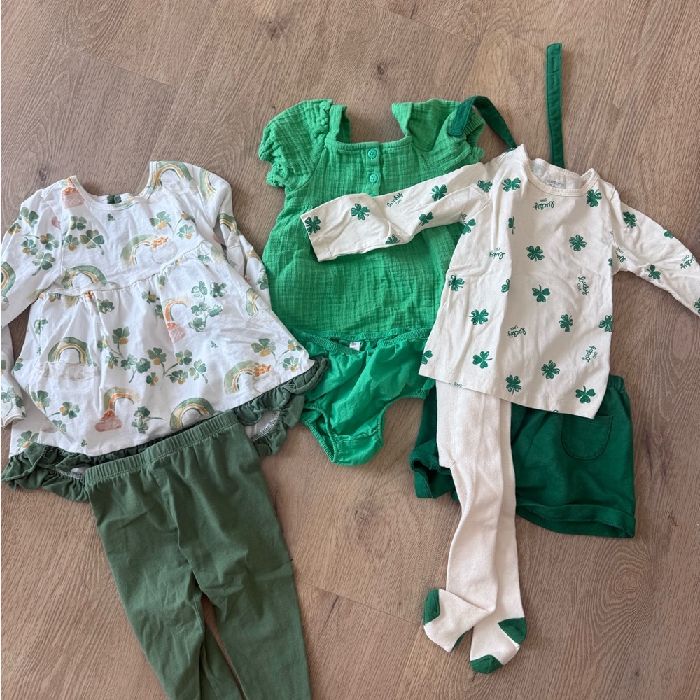 Cat & Jack Vibrant Green Baby Outfit & Brown Booties